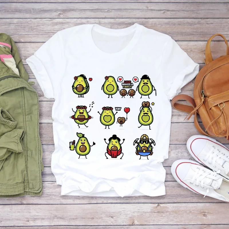 

Women Cartoon Avocado Fruit Love Romantic Cute 90s Print Lady T-shirts Top Womens Stylish T Shirt Ladies Sweet Tee T-Shirt