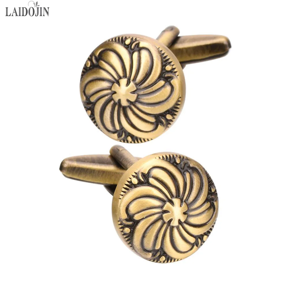 

LAIDOJIN High Quality Classic Round Bronze Cufflinks for Mens Suit Shirt Cuff Business Cuff links Brand Male Gift