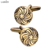 laidojin high quality classic round bronze cufflinks for mens suit shirt cuff business cuff links brand male gift