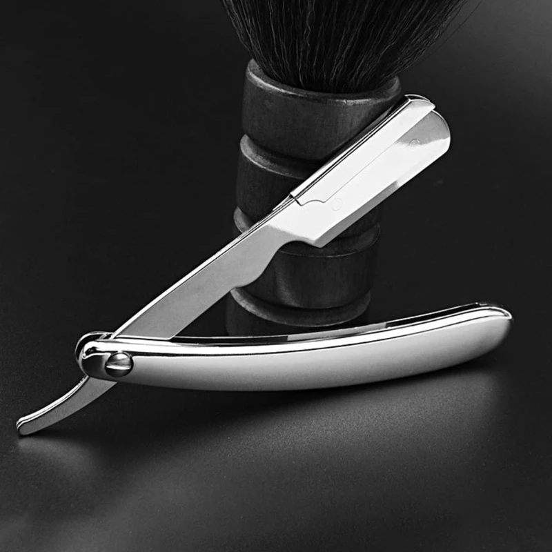 Складная прямая бритва из нержавеющей стали с одним краем без лезвия инструмент