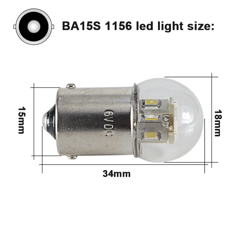 S25 P21W BA15S 1156 led свет canbus 1 5 W Dc 6V Мотор Поворотная Одиночная Лампа мотоцикл задний