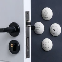 techome 4pcs home wall door lock pad 3d round door protection pad rubber handle door lock protective pad protection home decor