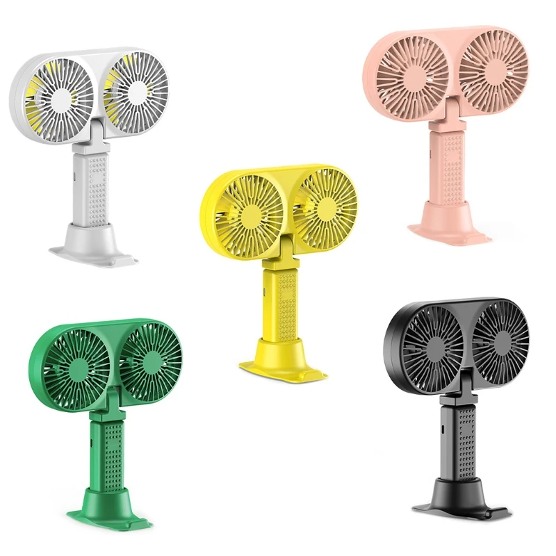 

Portable Handheld Fan USB 3000mAh Power Bank Charging Base Two-Heads Strong Wind