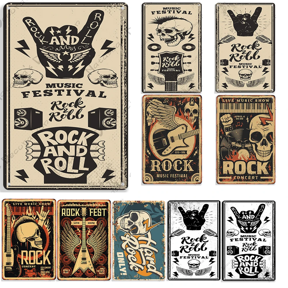 Знак музыкального фестиваля рок-н-ролл металлические ретро-знаки плакат для