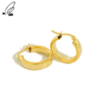 ssteel gold hoop designer earrings for women luxury gift 925 sterling silver round minimalist fine jewelry body accessories