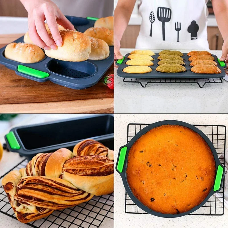 

Silicone French Bread Loaf Pans,Non-Stick Bake Mold Bakeware Set of 6,for Homemade Cakes,Breads,Meatloaf
