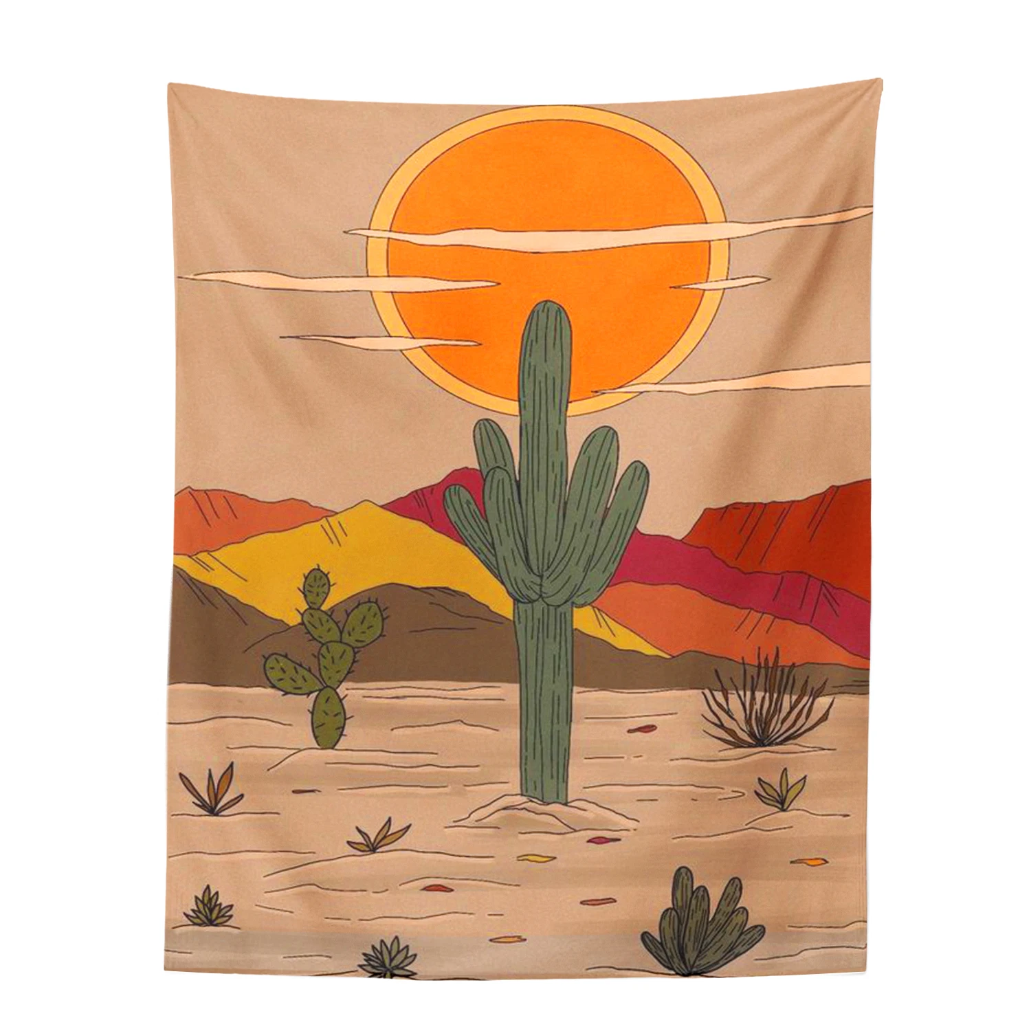 Закат кактус гобелен Настенная картина природы акриловая пустыня хиппи богемные