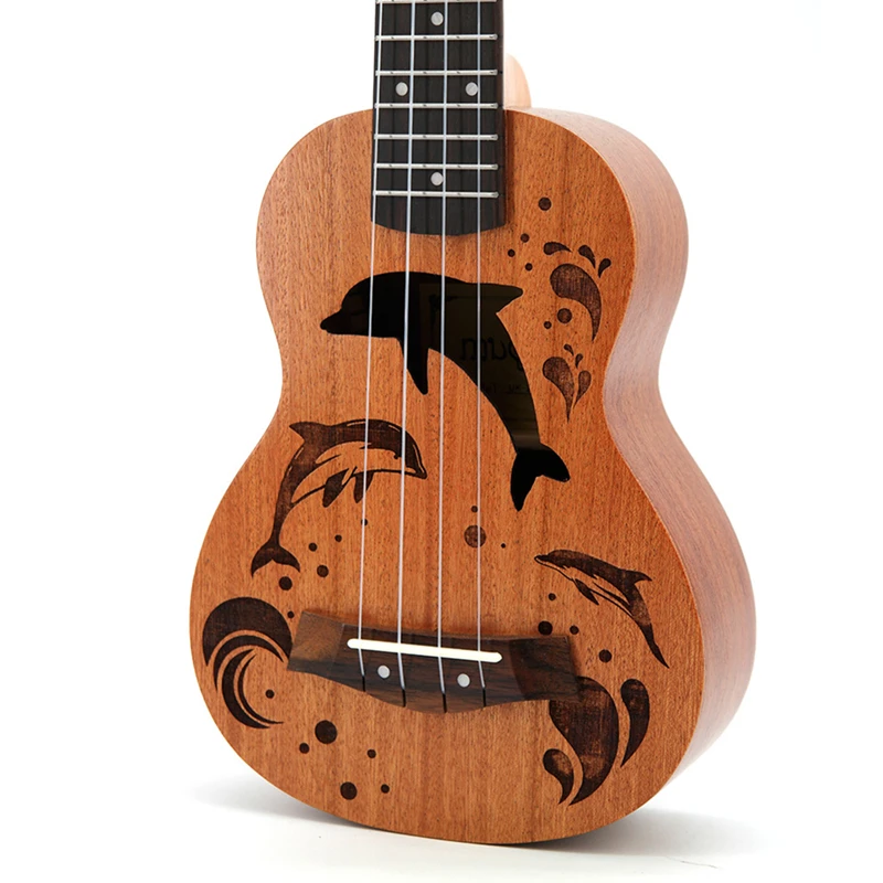SevenAngel 21" 23 inch Ukulele 4 strings Hawaiian Guitar Lovely Dolphin Cartoon Patterns Ukelele For Kids Best Music Gift | Спорт и
