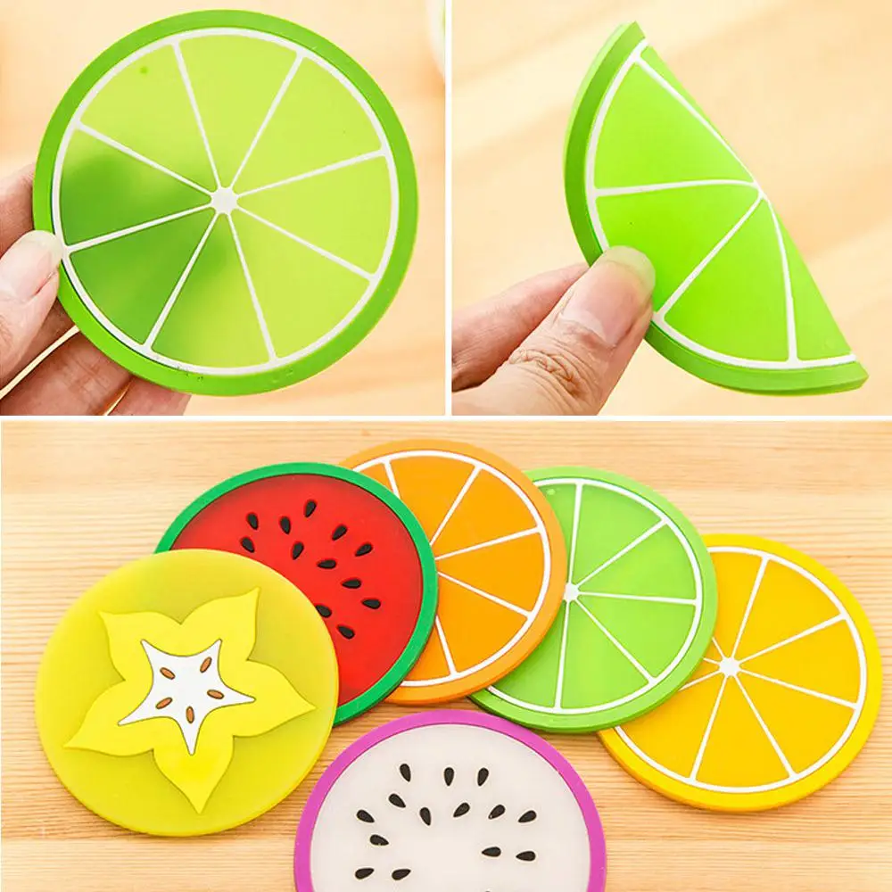 6 шт. Горячие подстаканники форма фруктов силиконовая подставка под кружку