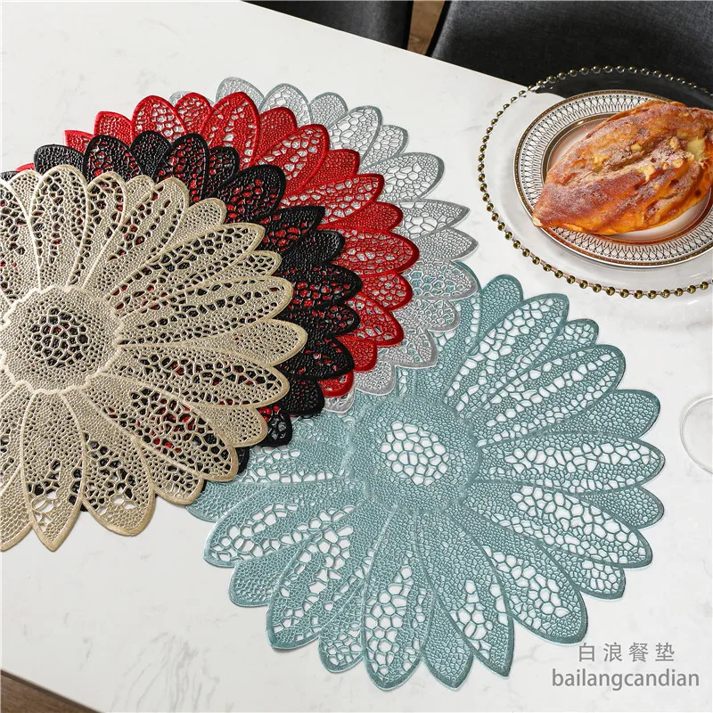 

New Thickened American PVC Western Placemat Hotel Restaurant Bronzing Heat Insulation Table Mat Coaster