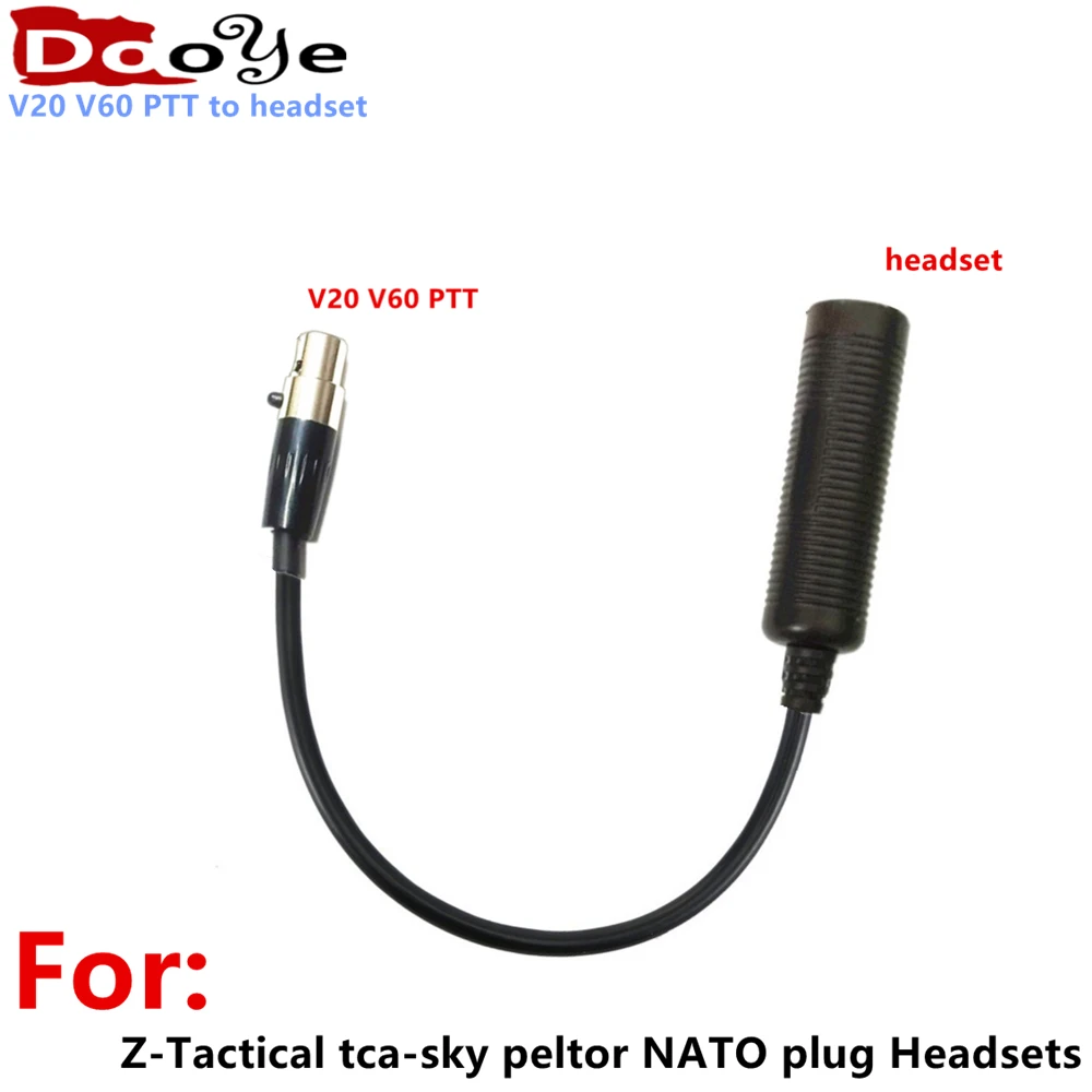 For connect the FCS V20 V60 PTT with the Z-Tac tca-sky peltor Headphones  cable to connect，KN6 plug to U174 mother  connector
