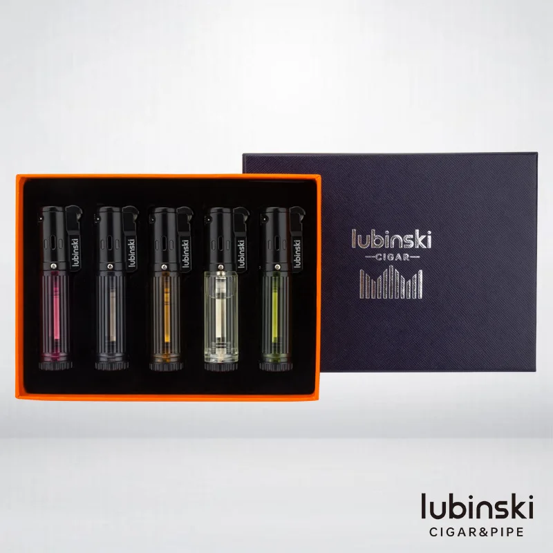 

Ветрозащитная металлическая струйная Зажигалка LUBINSKI для сигар, газофонарь зажигалка, кремневая зажигалка, Бутановая Зажигалка с шлифоваль...