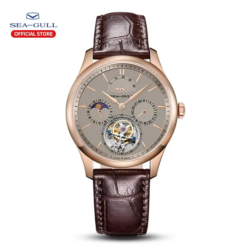 Мужские часы Seagull многофункциональные механические мужские с ремешком под