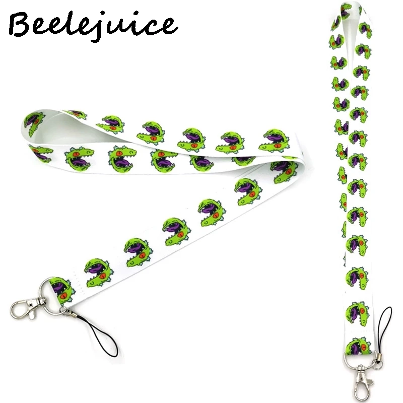 

24pcs Green dinosaur cartoon Neck keychain necklace Anime Cartoon Neck Strap Lanyard ID badge holder Keychain Lanyard decoration