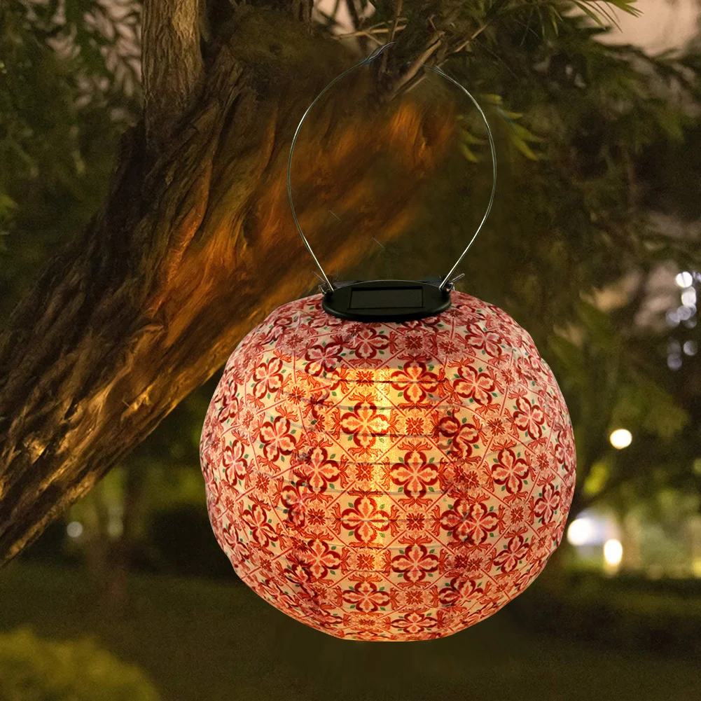 

10 inch Solar Light LED Hanging Ball Lantern Painted Pattern Waterproof Hanging Fairy Lights For Garden Decor Solar Lanterns