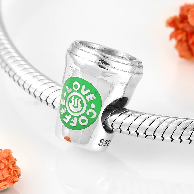 Изысканная кофейная чашка из стерлингового серебра 925 пробы модные женские шармы