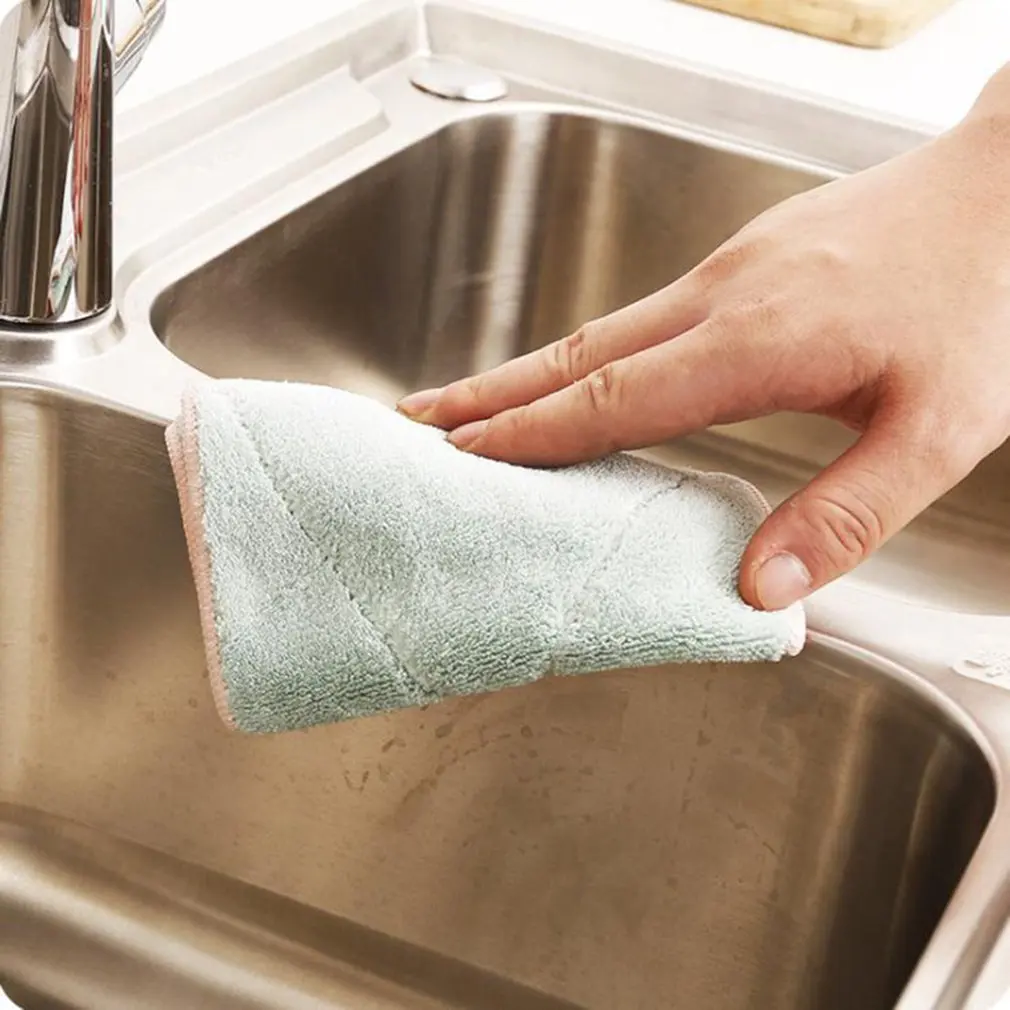 

Table Kitchen Cleaning Towel Dish Washing Cloth Home Cleaning Cloths Absorbent Thicker Double-layer Microfiber Wipe