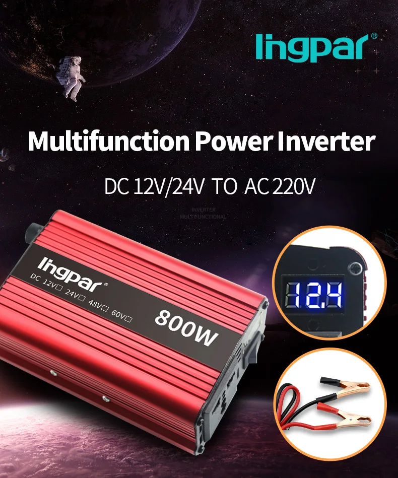 Lingpar 800 Вт Инвертор постоянного тока в переменный 12 В до 220 В трансформатор напряжения Модифицированная синусоида 12 в автомобильный преобразователь питания зарядное устройство адаптер