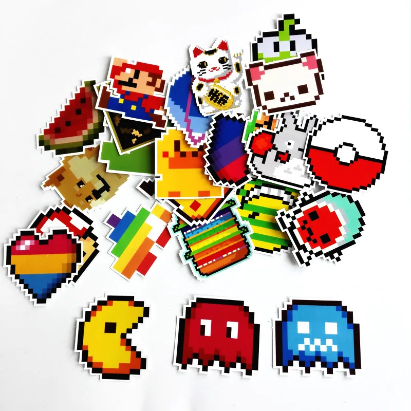 TD ZW 25 шт. наклейки с героями мультфильмов в стиле Mario Pixel для сноуборда ноутбука