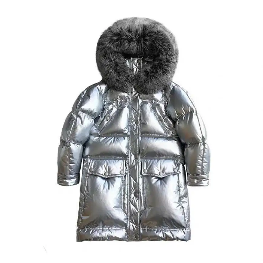 

Super Big Real Fox Fur Warm Goose Down Coats Women's Waterproof Down Coat Female Winter Shiny Glossy Warm Down Parkas wy319