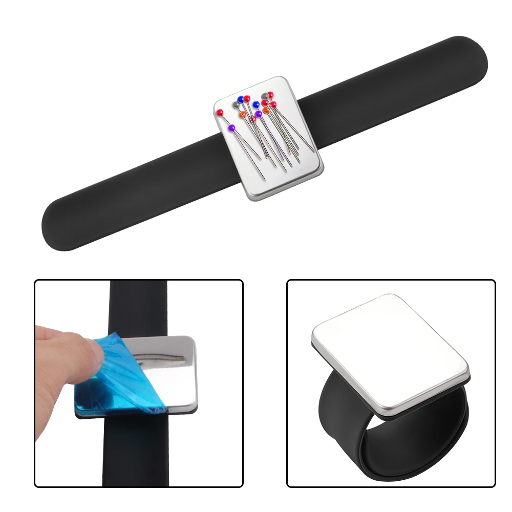 

3 Colors Sewing Pincushion Wrist Hand Magnetic Needle Pad Safety Pin Cushion Storage Apparel Pin Holder Sewing Supplies
