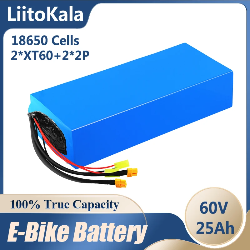 

LiitoKala 60V ebike battery 60V 25Ah 16S8P 18650 lithium ion battery electric bicycle battery 60V 1800W electric scooter battery