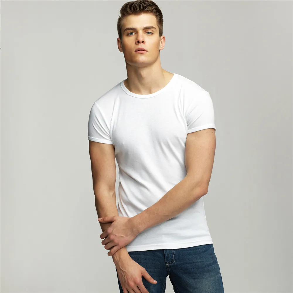Повседневная облегающая футболка однотонная Удобная хлопковая белая забавная