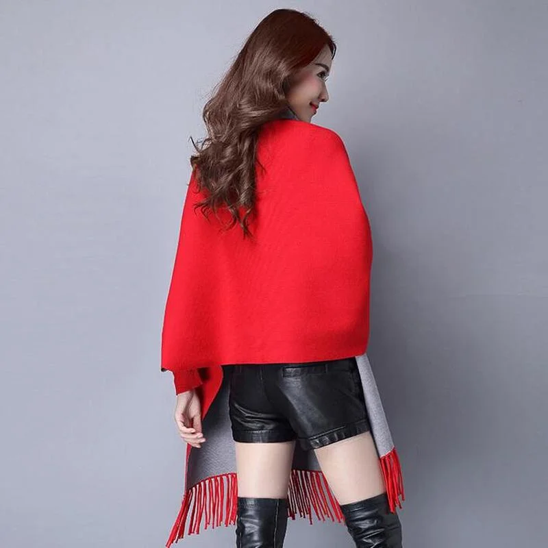 Женский вязаный свитер с рукавами летучая мышь |