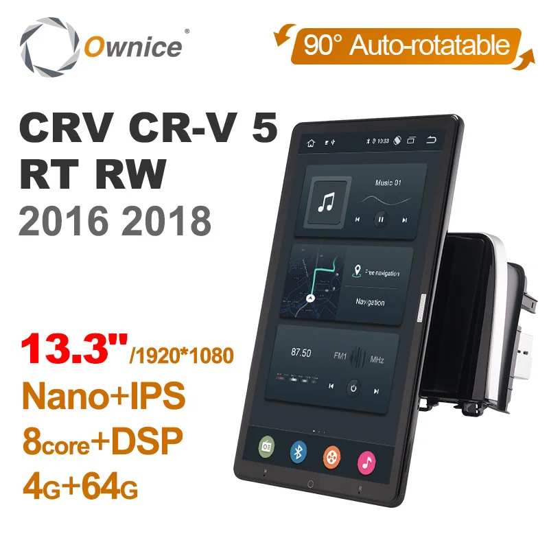 

1920*1080 Android 10.0 Ownice 13.3 Inch Rotation Autoradio 1 Din for Honda CRL6 CR-V 5 RT RK32 2016 2018 Car Radio Multimedia