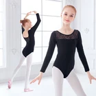 Женское черное кружевное трико, танцевальные трико с длинным рукавом