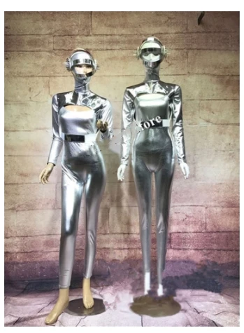 ballroom dance Silver Space robot suit singer stage show wears clothe party club catwalk model performance dresses skirt dj