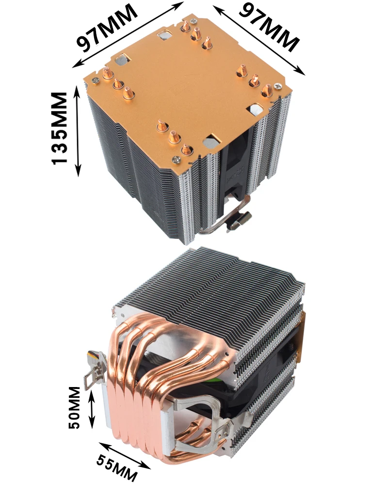 

BT6 X79 X99 Ryzen i5 i7 CPU cooler 4pin fan 115X 1366 2011 6 heatpipe dual-tower cooling 9cm fan support Intel AMD RGB ARGB fans