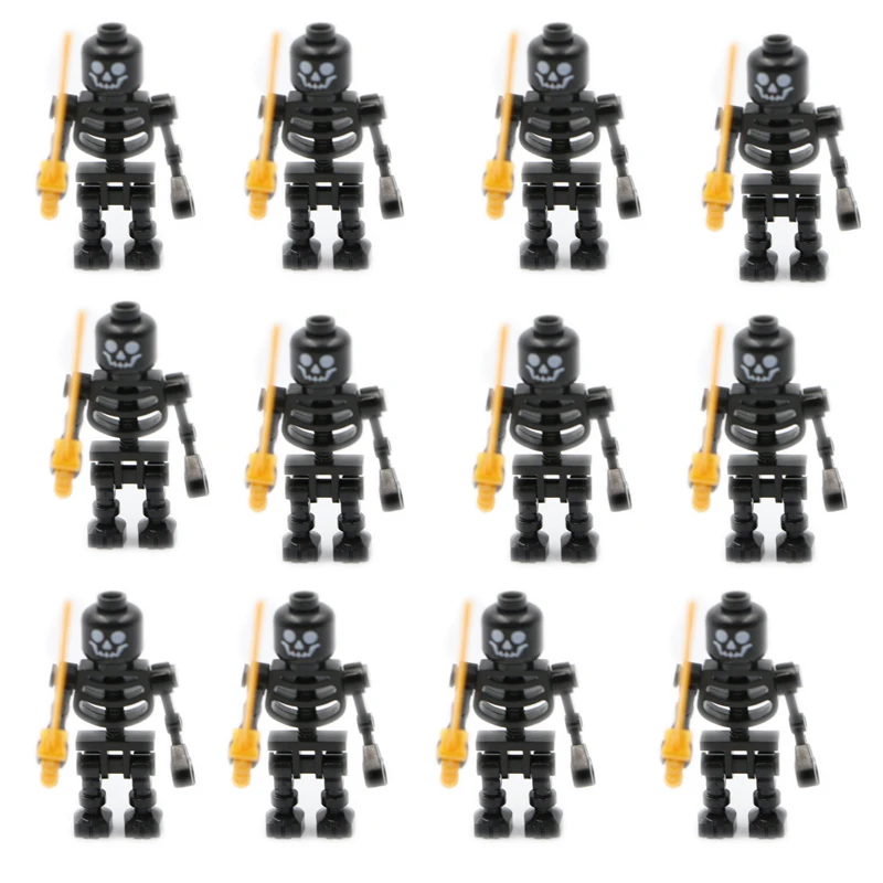 Ninja Skeleton Medieval Castle Knight Warriors Skeletons Building Blocks Strong Orcs Figures Collection Toys For Kids Gifts lego technic gears