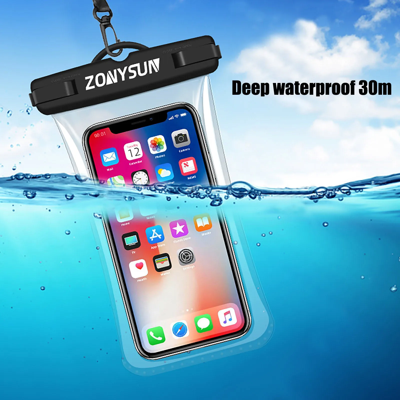 

Universal Clear Mobile Phone Dry Pouch Waterproof PVC Cell Phone Bag for Swimming Diving Water Sports Phone Case Bag 105x205MM
