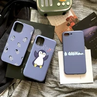 cartoon penguin phone case for iphone 8 7 6s 6 plus x xr xs 13 12 11 pro max dark blue candy colors funda