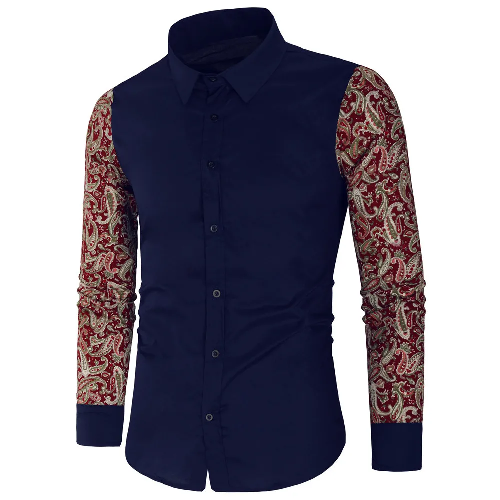 

Рубашка мужская приталенная с длинным рукавом, хлопок, на пуговицах, модная повседневная Уличная одежда в национальном стиле