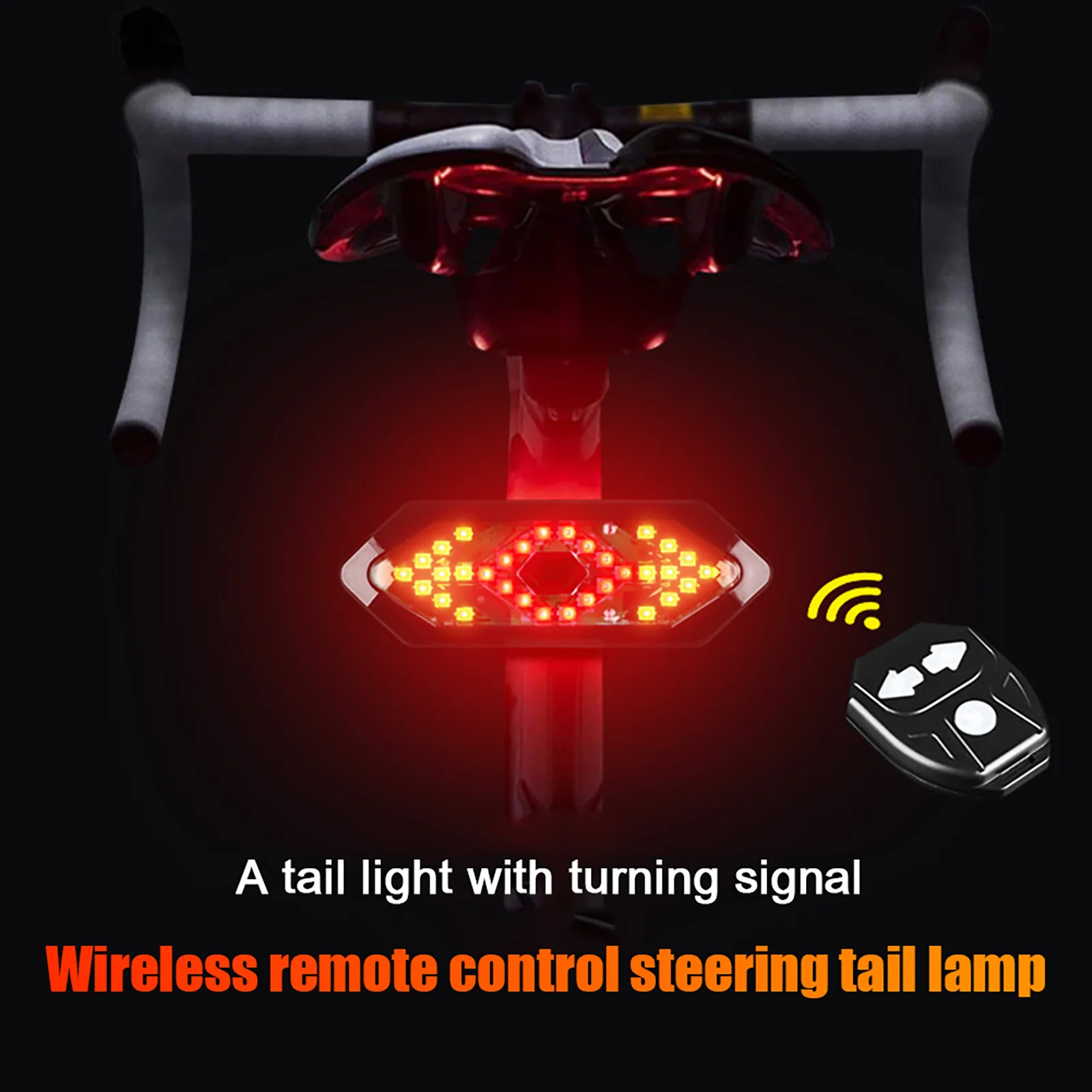

Bike Tail Light, Smart Bicycle Rear Flashlight, Bike Warning Turn Taillight Rechargeable Rear Light Remote Control LED Warning
