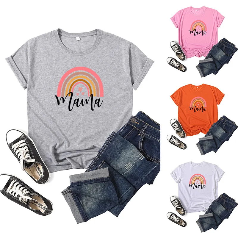 I Love Mama радужной расцветки с буквенным принтом женская футболка коротким рукавом