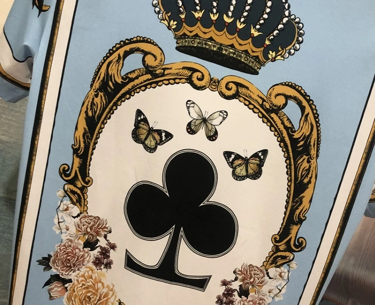 

20ss new fashion floral crown letter gothic print tee cotton tee for men