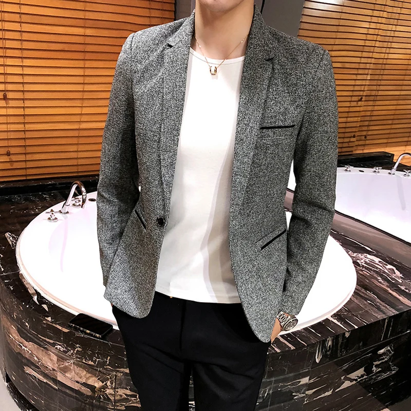 Мужской классический пиджак серый приталенный модель JJ60XX | Мужская одежда