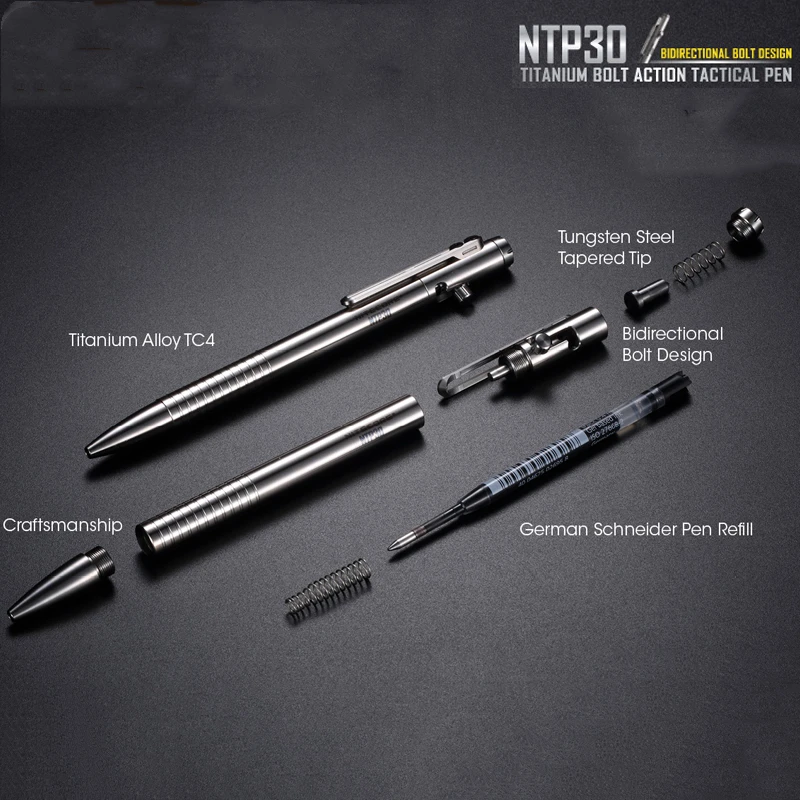Jual NITECORE NTP30 Pena Taktis Aloi Titanium Pena EDC Pribadi Pertahanan Diri Pena Bertahan Hidup Menulis Pemecah Kaca Darurat Multifungsi