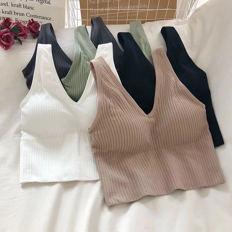 

Basic Camisoles Women's Seamless Tube Tops Bandeau Tanks Sexy U Back Bras Lingerie Padded Bralette Day Night Wearable Brassiere