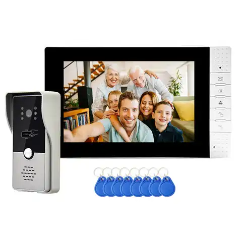 Видеодомофон 7 дюймов, дверной звонок с RFID HD ИК светодиодной уличной водонепроницаемой камерой, Индуктивная карта, система видеодомофона