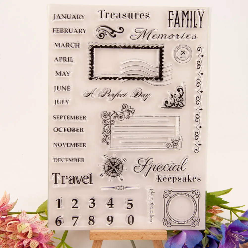 

Month Calendar Numbers Transparent Clear Rubber Stamp Sheet Cling Scrapbooking Photo Album Paper Card DIY Craft Album Diary