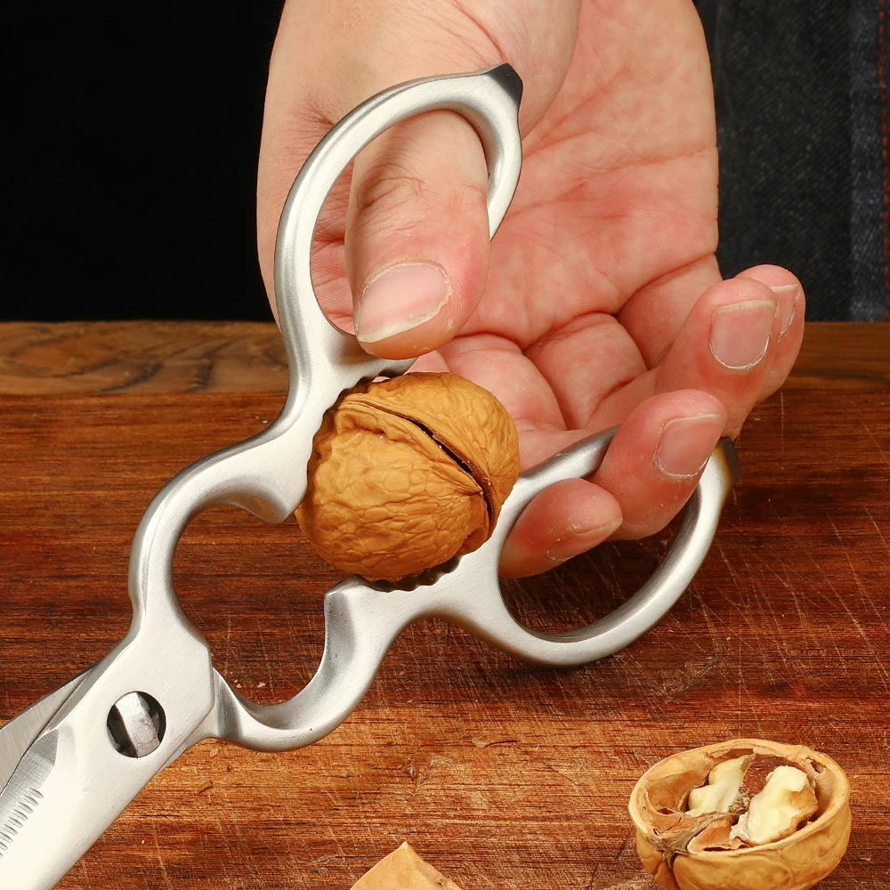 WAK-Tijeras de cocina multifuncionales, herramientas de acero inoxidable lavables para nueces, huesos de pollo y verduras, tijeras extra&iacute;bles-3