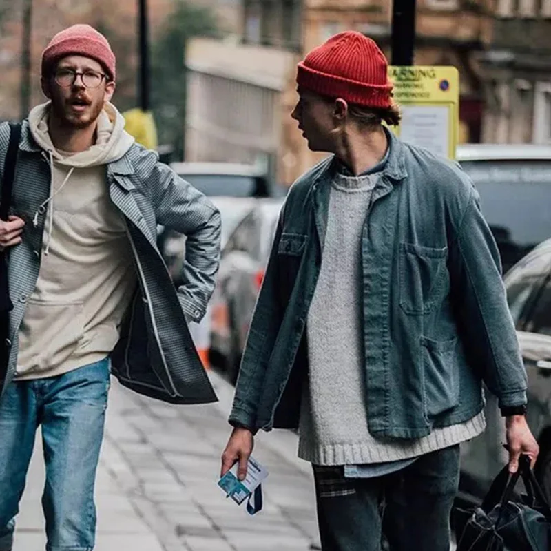 Мужская/женская зимняя теплая вязаная шапка одноцветная Кепка с дыней Зимний