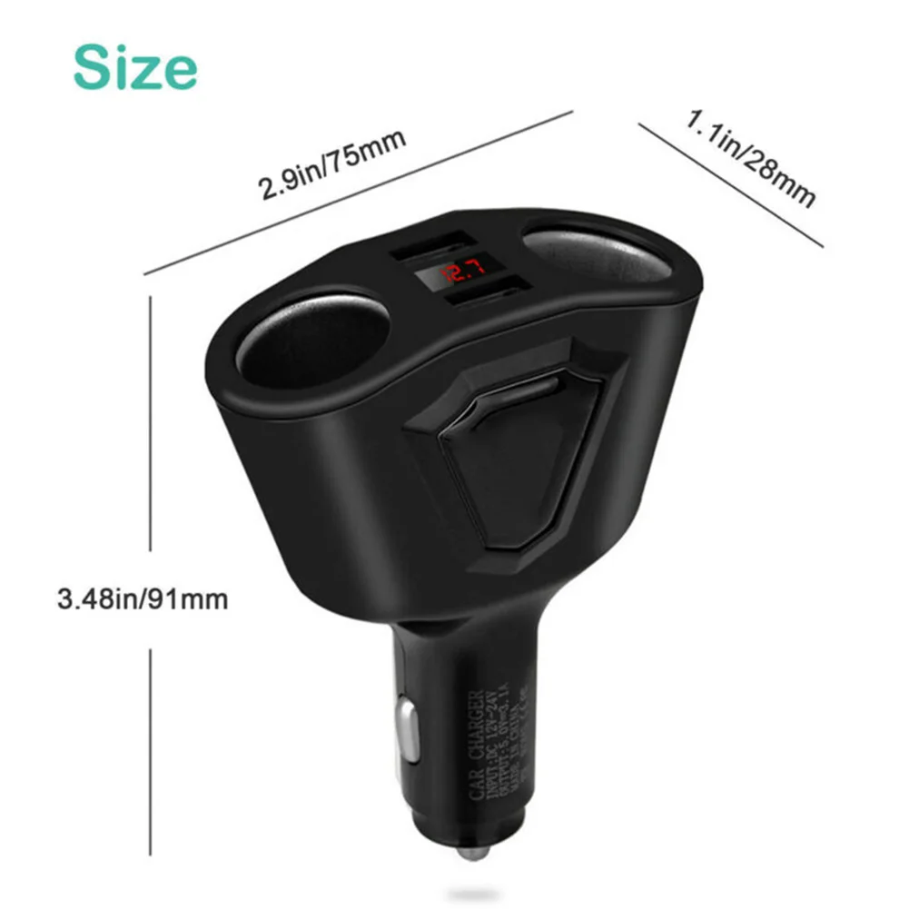 

USB Car Charger 3.1A Car Cigarette Lighter Socket Splitter Plug LED Car Charger Adapter For iPhone Samsung with Voltage Display