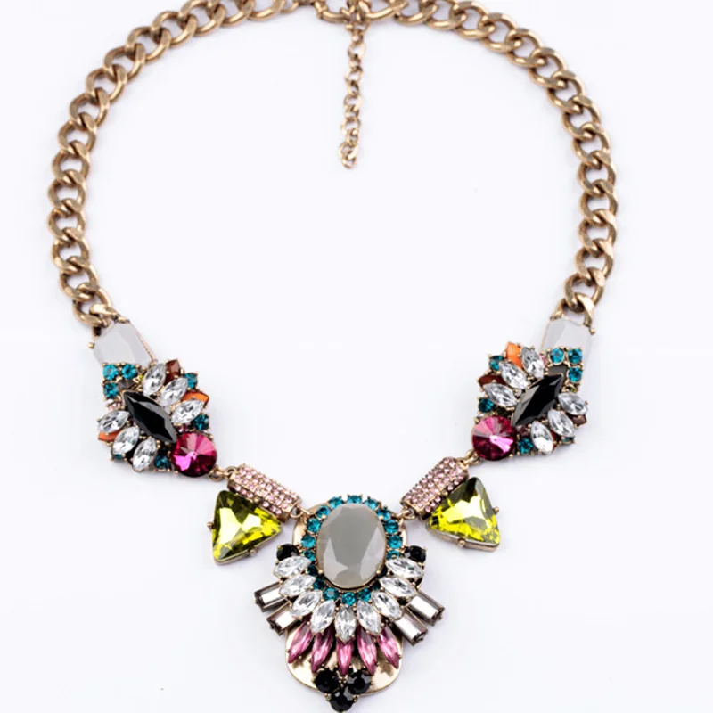 Женское массивное ожерелье из искусственного драгоценного камня|women collar|chunky