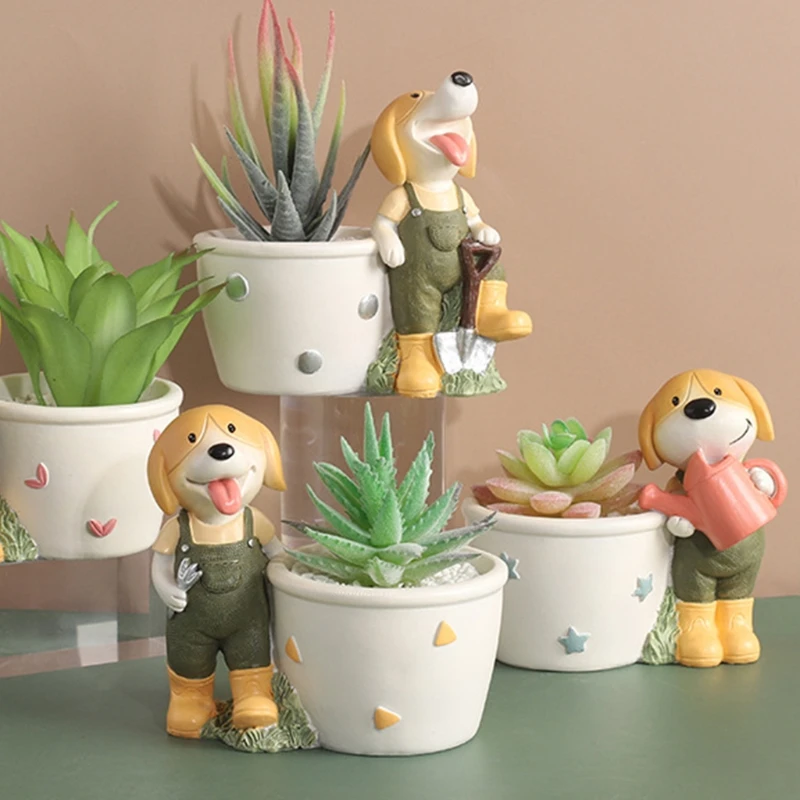 Цветочный горшок с мультипликационным щенком суккулентами ваза для собак
