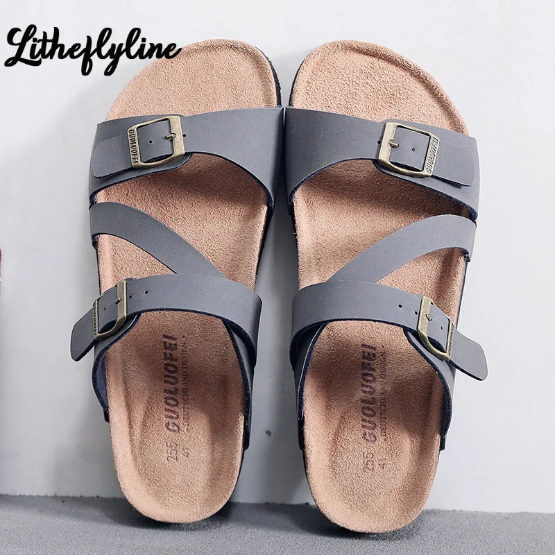 

Plus size 35-46 summer men women Cork Slippers top quality soft comfort beach pantuflas hombre sandals